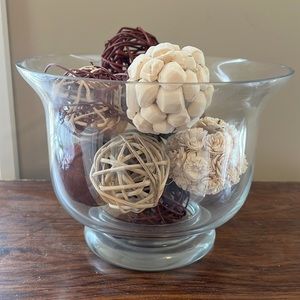 Glass bowl with ball decor
